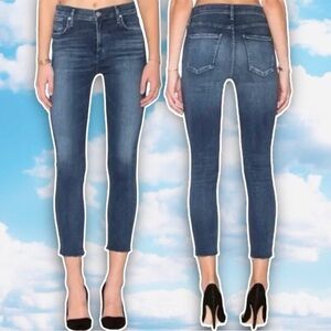 💙 AGOLDE Colette Crop Skinny Jeans Designer Flawed Denim Scrap Fabric Size 27